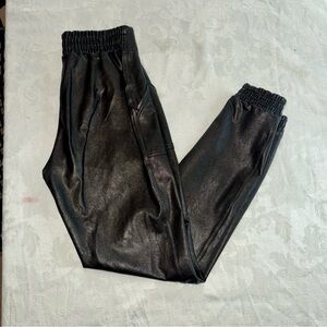 New SPANX Black faux leather Joggers with Elastic Waistband Size XS